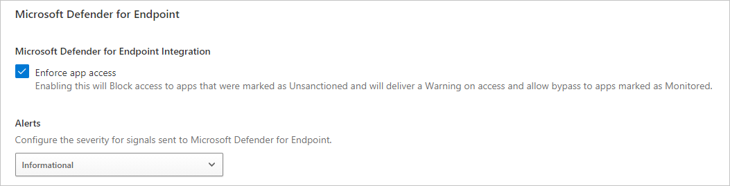 Defender for Endpoint アラート設定のスクリーンショット。