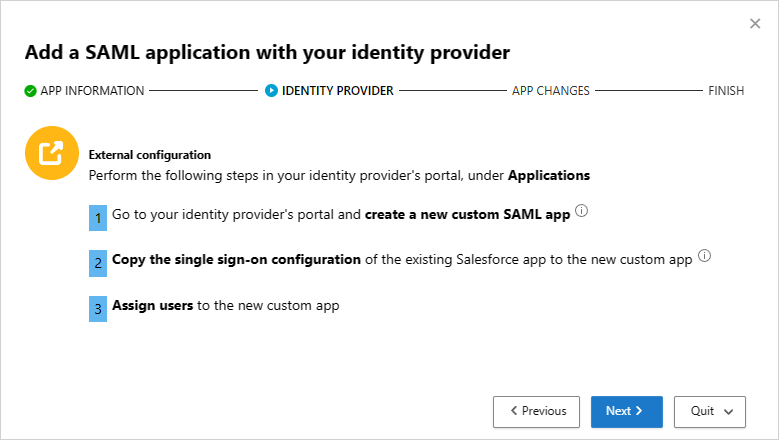 ID プロバイダーを使用して SAML アプリを追加します。