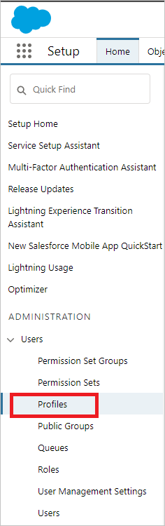 Salesforce manage users profiles.