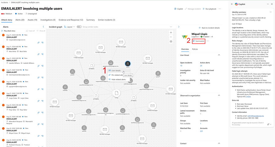 ユーザーの詳細ウィンドウの [集計] オプションを示すスクリーンショット。