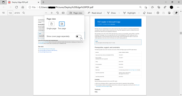 ドキュメントの 2 ページ ビューを使用した PDF リーダー。