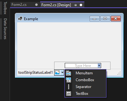 分割コンテナーのデザイン時ビューが表示されている Visual Studio の Windows Forms デザイナー。