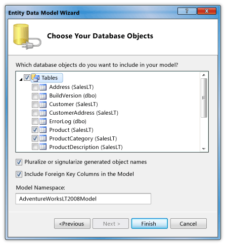 Select Product and ProductCategory from tables