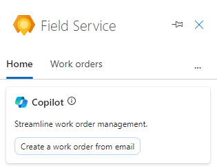 ホーム タブが表示されている Field Service Outlook ペインのスクリーンショット