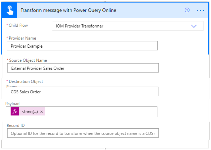 Power Query Onlineでメッセージを変換するスクリーンショット。