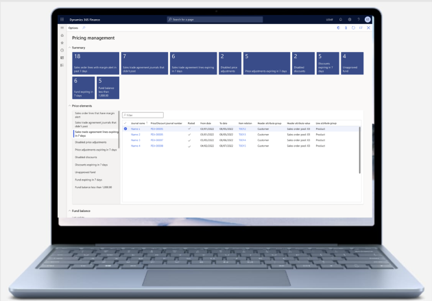 Dynamics 365 Supply Chain Management の価格管理ワークスペース