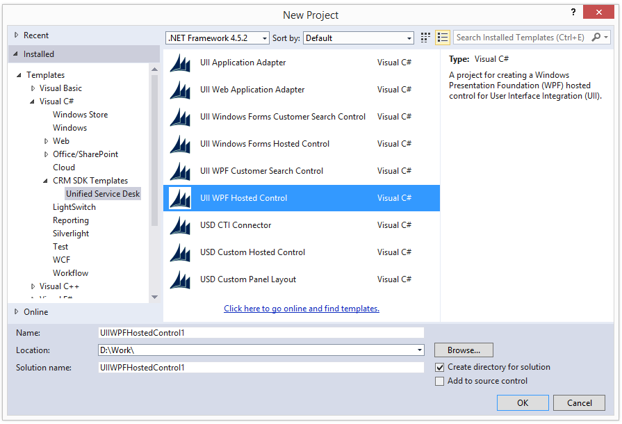 UII WPF でホストされたコントロールの作成。