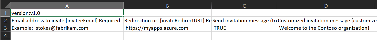 ゲスト ユーザーが入力された csv ファイルの例のスクリーンショット。