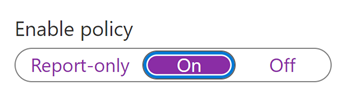 [ポリシーの有効化] オプションが [オン] に設定された状態を示すスクリーンショット。