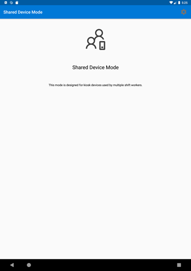 App screen showing shared device mode enabled