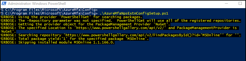 AzureMfsNpsExtnConfigSetup.ps1 構成スクリプトの実行