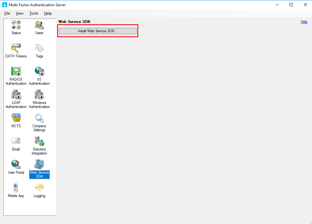 MFA Server configuration setup Web Service SDK