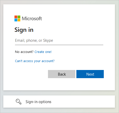 Microsoft Entra 管理サインイン ページのスクリーンショット。