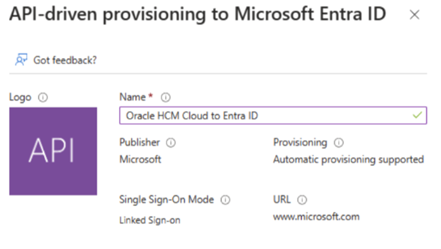 Microsoft Entra ID への API 駆動型プロビジョニングの図。