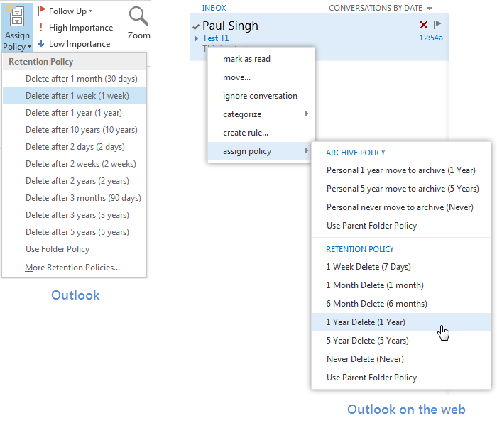 Outlook とOutlook on the webの個人用タグ。