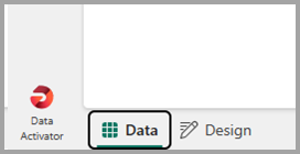 Data Activator のデータ モードとデザイン モードの切り替えのスクリーンショット。