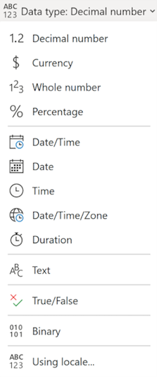 Screenshot of the Data type transformation icon.