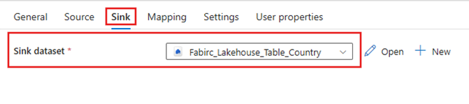 前に作成した Fabric Lakehouse データセットの選択を示すスクリーンショット。