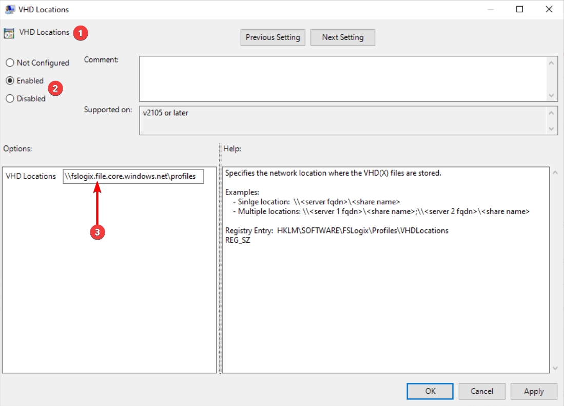 FSLogix の GPO の設定を有効にする