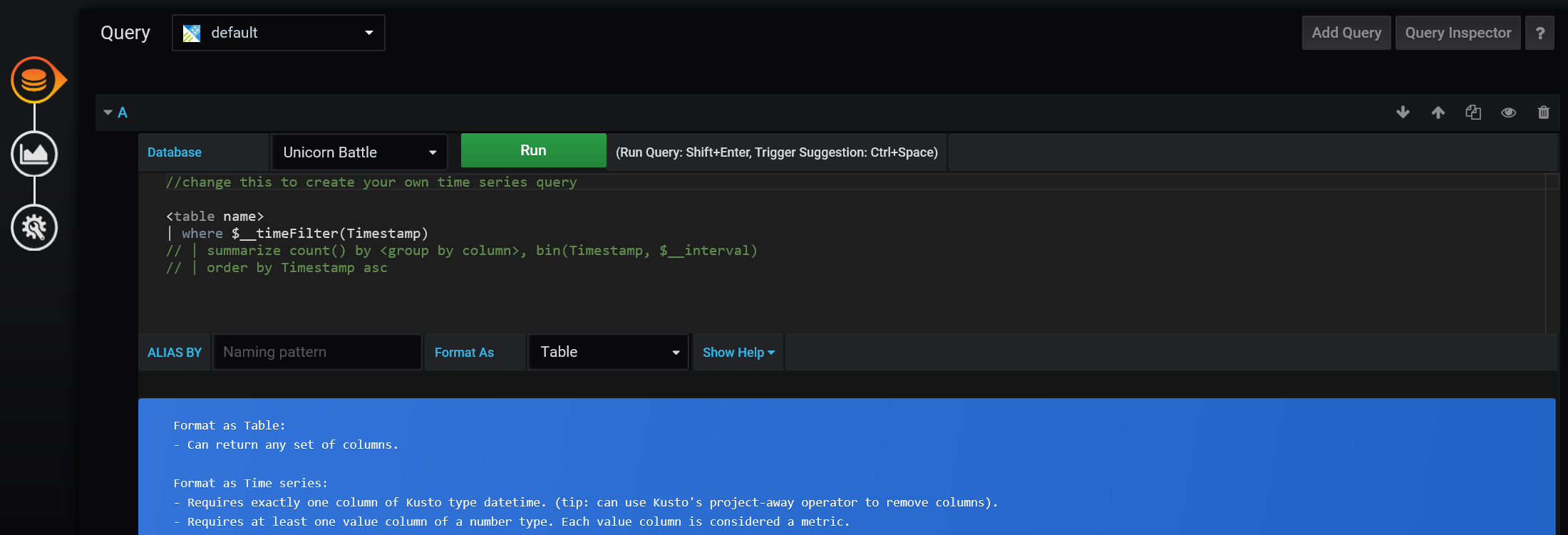 Grafana テーブル形式