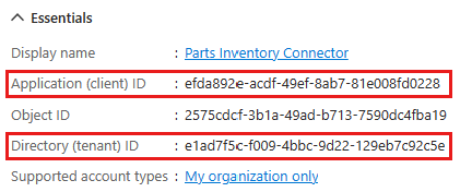 新しいアプリ登録のアプリケーション ID のスクリーンショット