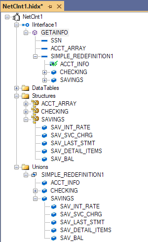 HIS Designerの CICS のメタデータ成果物設計ビューを示すスクリーンショット。