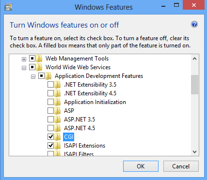 Windows 8 インターフェイスで選択された C G I のスクリーンショット。