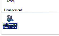 [ホーム] ウィンドウの [I I S Manager のアクセス許可] ショートカットのスクリーンショット。