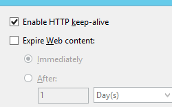 [共通の H T P 応答ヘッダーの設定] ダイアログ ボックスを示すスクリーンショット。[ENABLE H T T P keep alive]\(H T P キープ アライブを有効にする\) が選択されています。