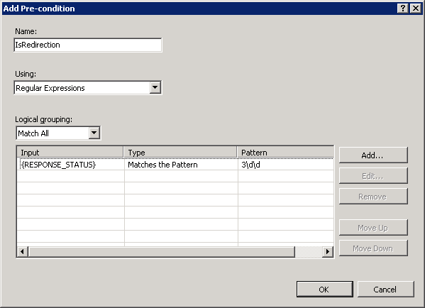 入力として設定された中かっこ RESPONSE アンダースコア STATUS 中かっこと、パターンとして 3 つの円記号 d の円記号 d が設定されているスクリーンショット。