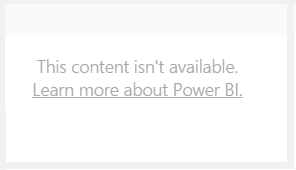 Power BI 埋め込み分析の既定のエラー ダイアログを示すスクリーンショット。