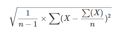 Image showing a Stdev sample formula.