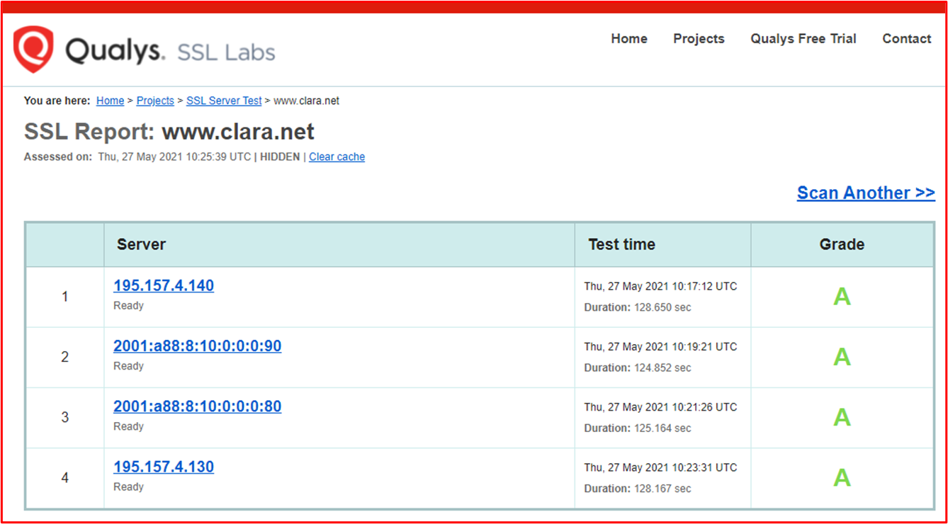 スクリーンショットは、theclaranet Web listener1 の結果を示しています