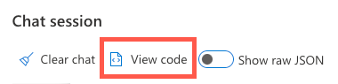 Azure OpenAI Studio チャット セッション - コードの表示