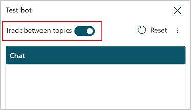 [ボットのテスト] パネルの上部にある [トピック間の追跡] トグルを切り替えます。