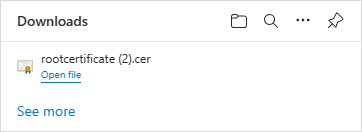 Microsoft Edge の [ダウンロード] ダイアログに一覧表示されているルート証明書ファイル
