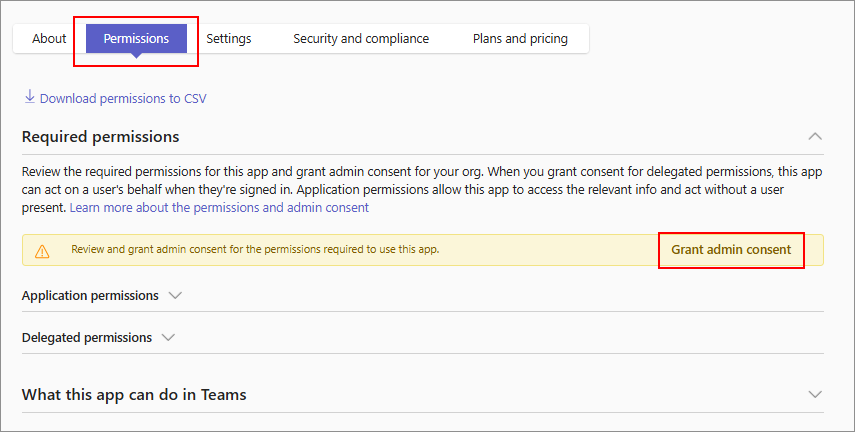 アプリが要求した Graph のアクセス許可に同意を付与するオプションを示すスクリーンショット。