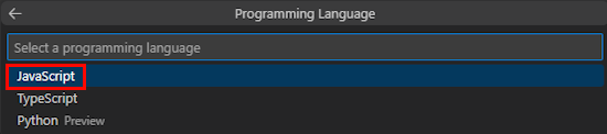プログラミング言語を選択するオプションを示すスクリーンショット。