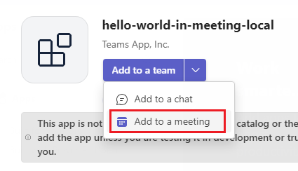 Microsoft Teamsの [会議にアプリを追加する] オプション
