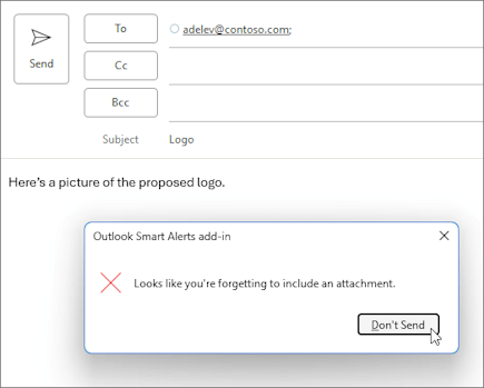 メッセージに添付ファイルを追加するようユーザーに要求するダイアログ。