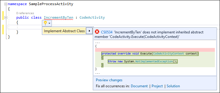 CodeActivity インターフェイスの実装。