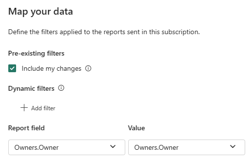 [データのマップ] 画面を示す Power BI サービスのスクリーンショット。