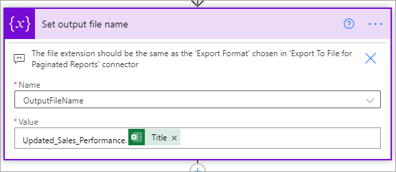 Screenshot that shows where to select the name of the report and a file extension.