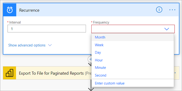 Screenshot that shows the Interval and Frequency fields.