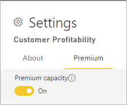 Screenshot of Premium capacity On.