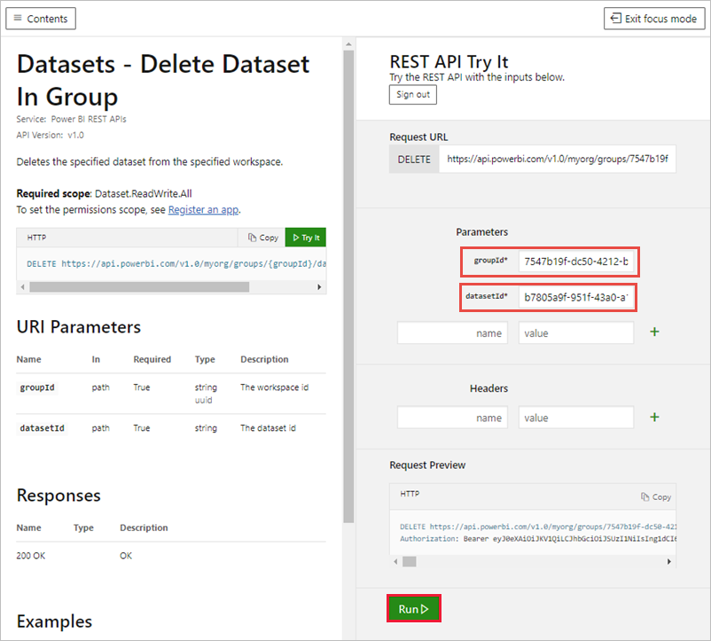 REST API のテストを示すスクリーンショット。