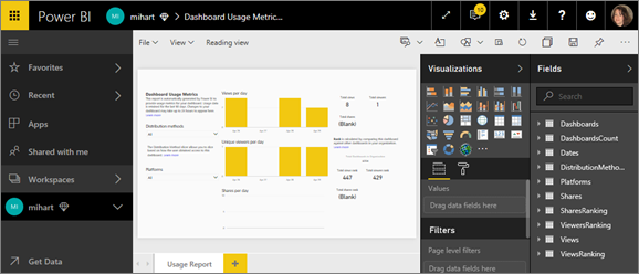 Screenshot showing Open report in Editing view.