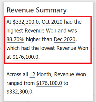 Screenshot of Smart narrative summary.