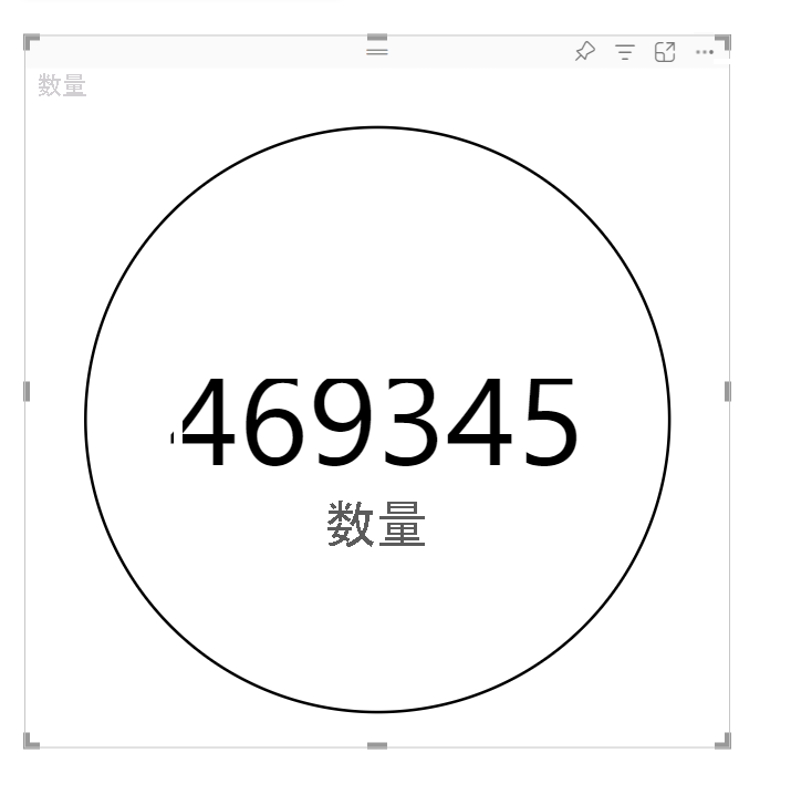 数量値を表示する円カード視覚エフェクトのスクリーンショット。