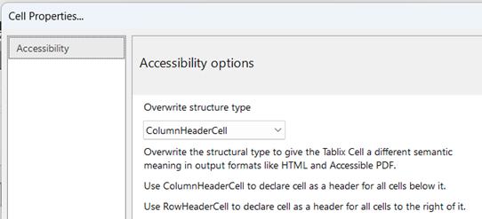 Screenshot showing cell overwrite structure type.